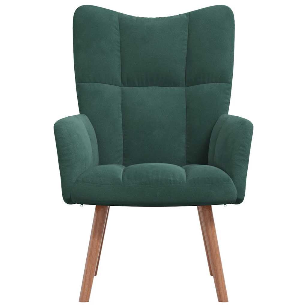 vidaXL Velvet Relaxing Chair in Dark Green, Comfortable and Stylish Lounge Seating with Foam Filling and Steel Frame, Suitable for Living Room or Office