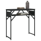 vidaXL Console Table with Shelf - Black Engineered Wood with Adjustable Feet - Durable Metal Frame - Industrial Style for Hallway, Entryway, Living Room