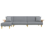 vidaXL Sofa Bed, L-Shaped Sofa Couch, Folding Sleeper Couch Bed, Sectional Recliner Couch for Living Room, Modern Style, Light Gray Fabric