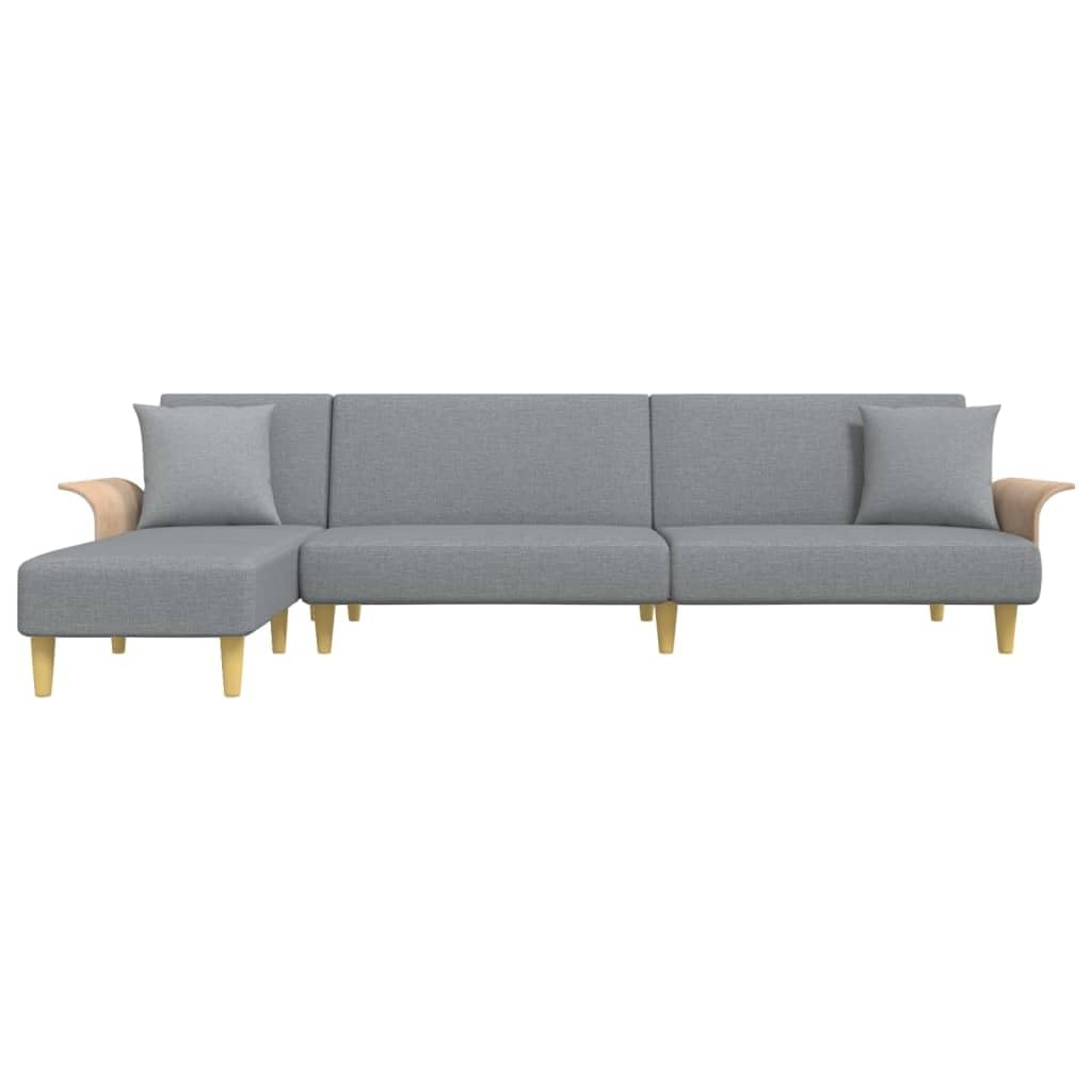 vidaXL Sofa Bed, L-Shaped Sofa Couch, Folding Sleeper Couch Bed, Sectional Recliner Couch for Living Room, Modern Style, Light Gray Fabric