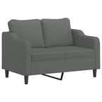 vidaXL Dark Gray Sofa Set with Pillows - Fabric Loveseat, Armchair and Couch for Living Room, Office, Lounge
