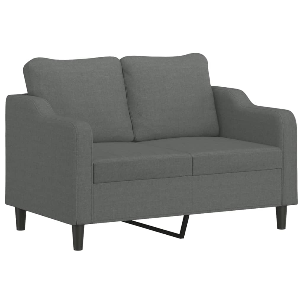 vidaXL Dark Gray Sofa Set with Pillows - Fabric Loveseat, Armchair and Couch for Living Room, Office, Lounge
