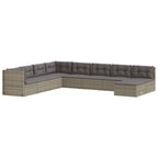 vidaXL Patio Lounge Set Gray - 9 Piece Poly Rattan Furniture with Adjustable Corner Sofa, Thick Cushions, Weather-Resistant Material, and Durable Steel Powder Coated Frame
