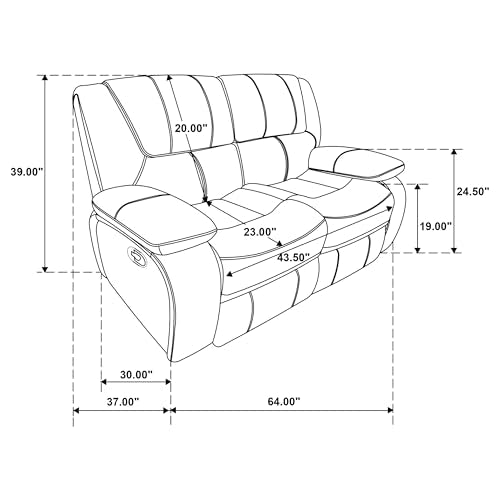 Coaster Home Furnishings Camila Upholstered Motion Reclining Loveseat Black