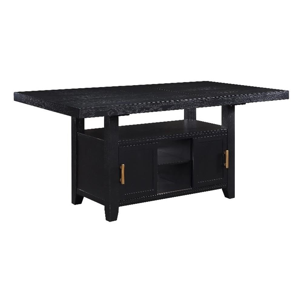 Yves Rubbed Charcoal Wood Counter Height Dining Table with Storage