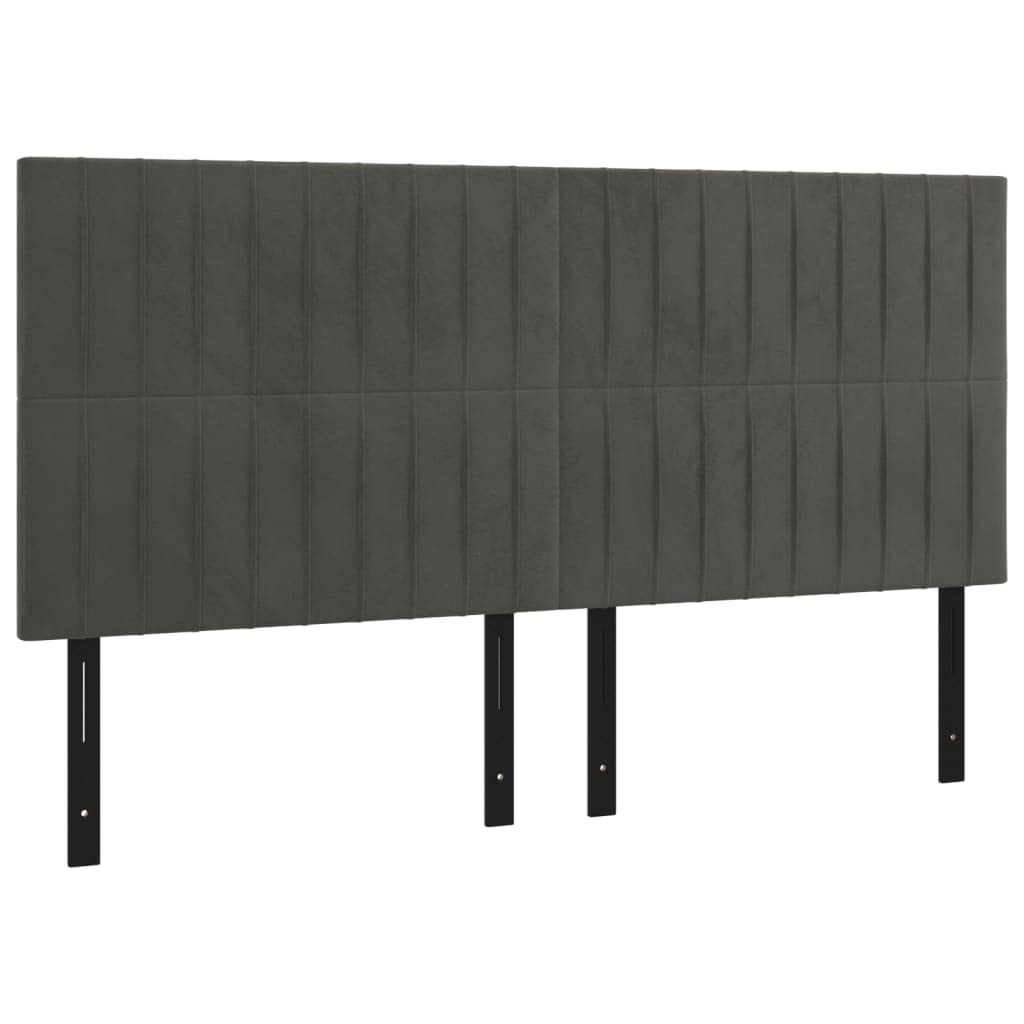 Vidaxl 4X Headboards Home Indoor Bed Accessory Bedroom Upholstered Headboard Bed Header Furniture Dark Gray 35.4&quot;X2&quot;X30.7&quot;/34.6&quot; Velvet