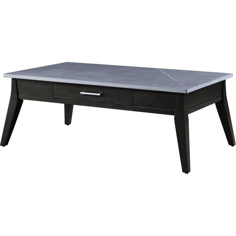 Acme Zemocryss Coffee Table in Marble & Dark Brown Finish