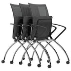 Safco Products Valoré High Back Chair With Arms Tsh1Bb, Black, Reclining Mesh Back, Fabric Seat, Compact Nesting Storage (Qty. 2)