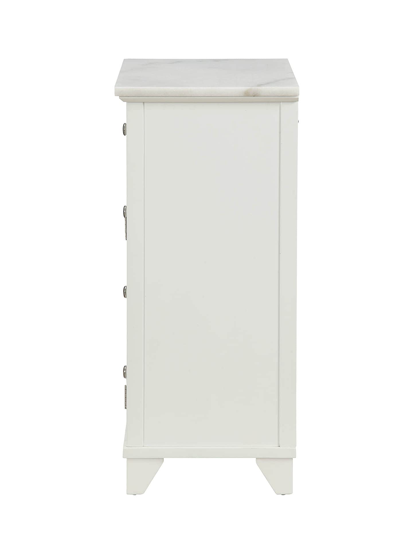 HomeRoots MDF, Marble(Degree:B) 16&quot; X 13&quot; X 30&quot; White Stunning Cabinet
