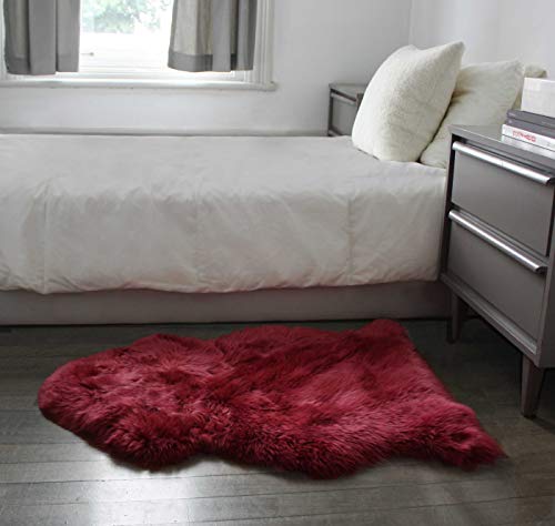 HomeRoots 2' X 3' Raspberry New Zealand Natural Shearling Sheepskin Rug