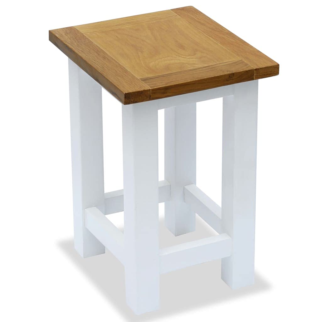 vidaXL Two-Tone Wooden End Table, Solid Oak Wood and Pinewood Accent Table, Compact and Contemporary Design, Fully Assembled - 10.6&quot;x9.4&quot;x14.6&quot;