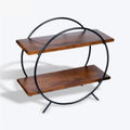 Krishna Art Touch Home & Kitchen Organizer Rack/Storage Shelves/Spice Shelf, 2Tier Round Stainless Steel Frame Wooden Display S