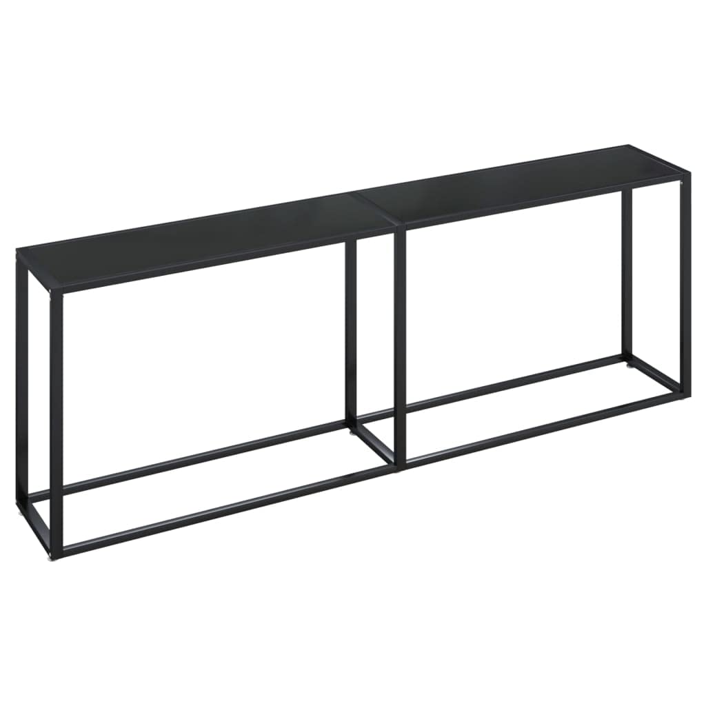 vidaXL Console Table in Black - Made of Tempered Glass and Powder-Coated Steel - Ideal for Living Room, Office, Lounge Area - 86.6&quot;x13.8&quot;x29.7&quot;
