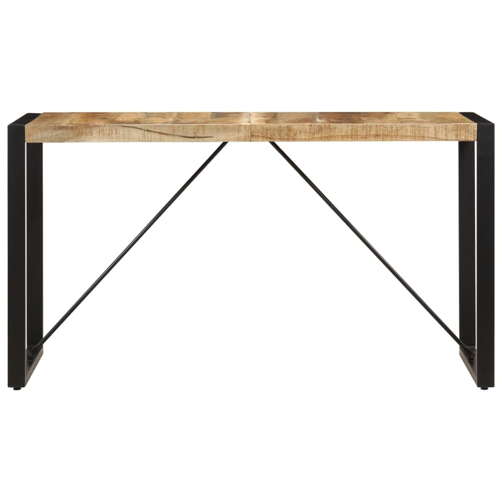 vidaXL Solid Mango Wood Dining Table - Industrial-Style Design, Durable Construction with Powder-Coated Steel Legs, Polished and Lacquered Finish - Brown and Black, Measures 55.1"x27.6"x29.5"