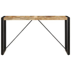 vidaXL Solid Mango Wood Dining Table - Industrial-Style Design, Durable Construction with Powder-Coated Steel Legs, Polished and Lacquered Finish - Brown and Black, Measures 55.1"x27.6"x29.5"