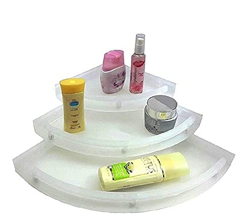 SVM Products Corner Shelf Plastic for Bathroom and Kitchen (Set of 3, Size 10 * 8 * 6 Inch, Small) (White)