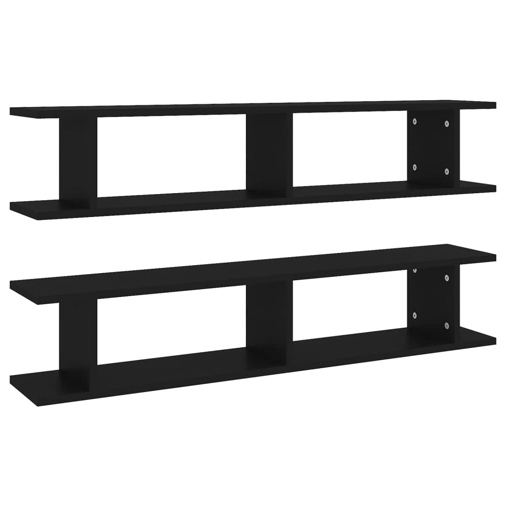 vidaXL Wall Shelves 2 pcs Black 41.3&quot;x7.1&quot;x7.9&quot; Engineered Wood