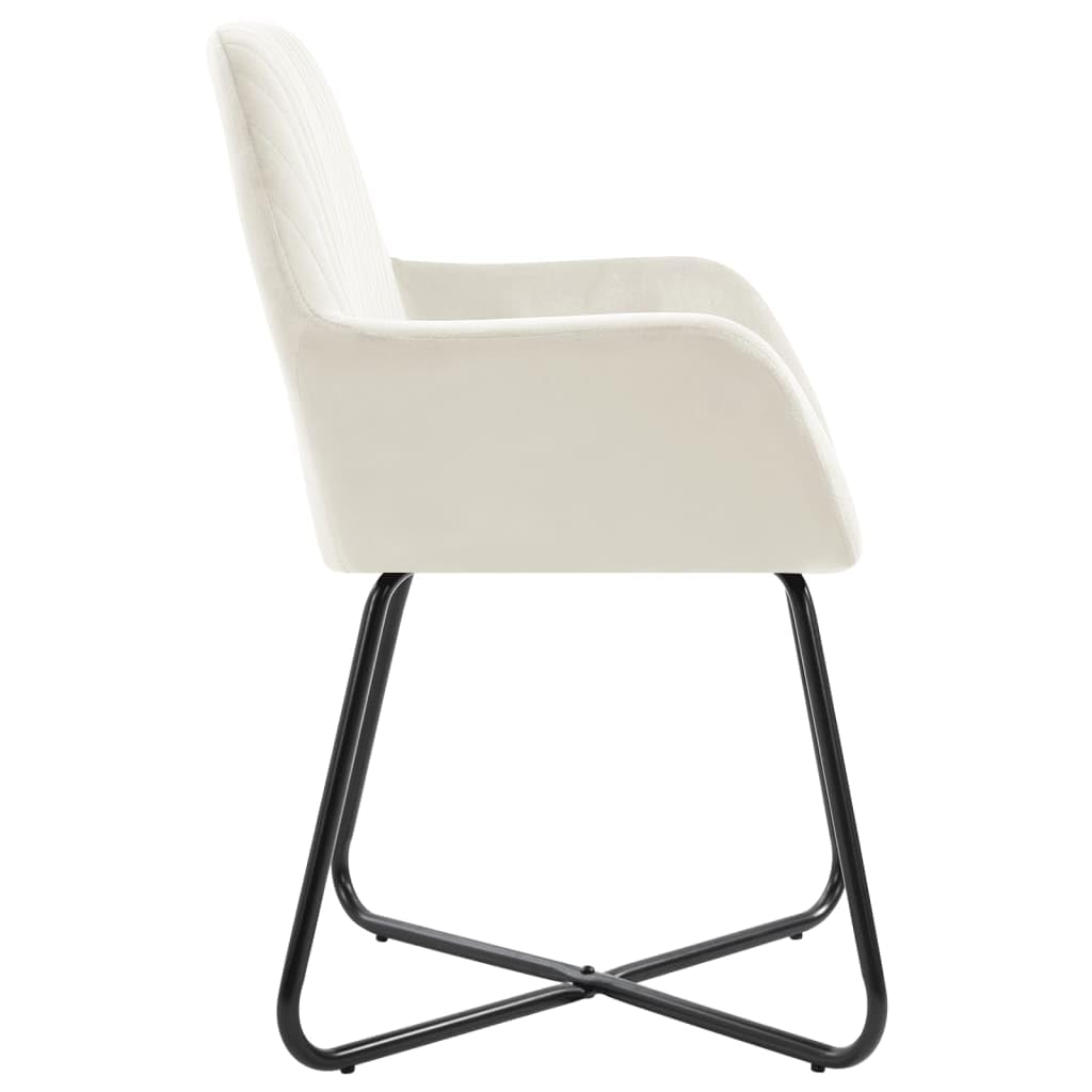 vidaXL Set of 4 Cream Velvet Dining Chairs with Armrests – Modern & Elegant Seating for Dining Room and Living Room, Comfortable and Durable