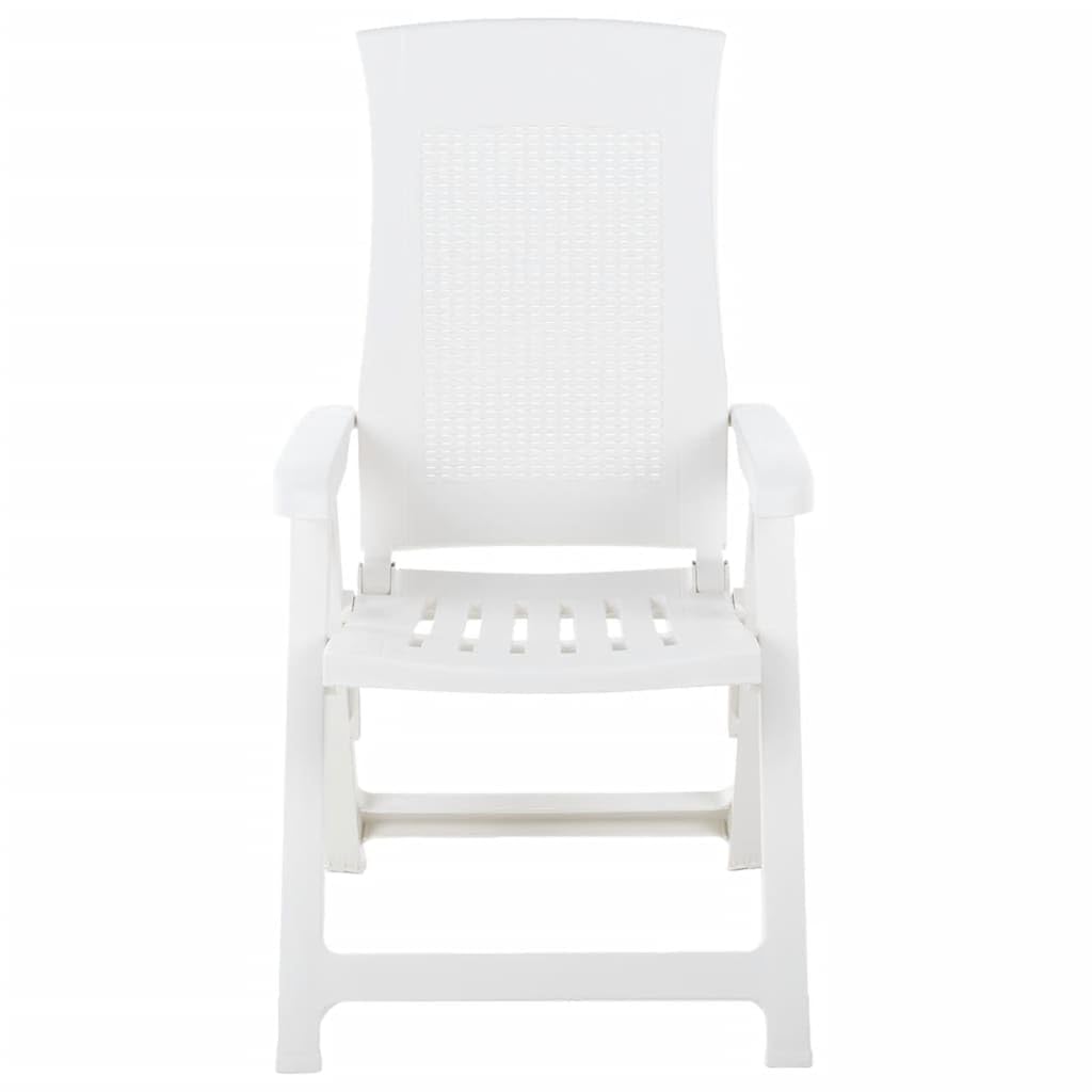 vidaXL 2X Patio Reclining Chair Garden Outdoor Balcony Terrace Lounge Dining Dinner Folding Foldable Seating Bistro Chairs Plastic White