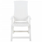 vidaXL 2X Patio Reclining Chair Garden Outdoor Balcony Terrace Lounge Dining Dinner Folding Foldable Seating Bistro Chairs Plastic White