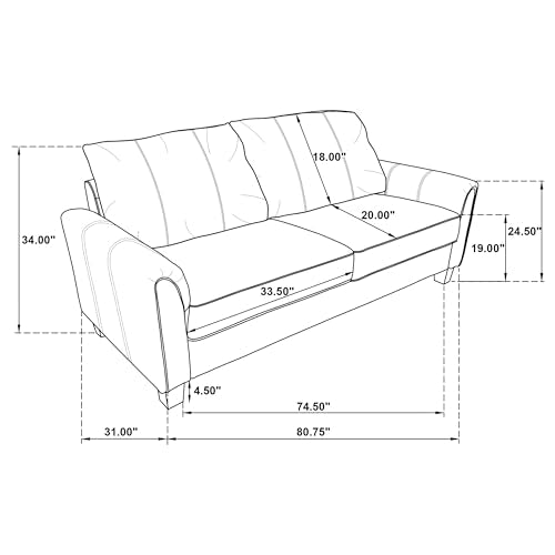 Coaster Home Furnishings Davis 3-Piece Upholstered Rolled Arm Sofa Grey