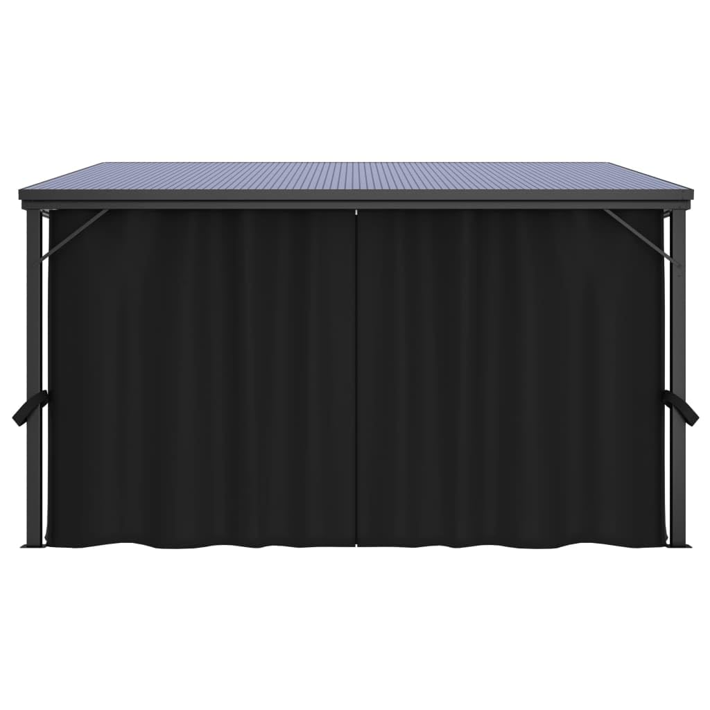 "Vidaxl Gazebo With Curtains - Uv-Resistant Pvc Roof - Aluminum And Steel Construction - Anthracite - 13.3'X9.6'X8' - Outdoor Event Shelter"