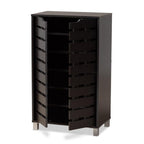 Baxton Studio Ernest Modern and Contemporary Dark Brown Finished Wood 2-Door Shoe Storage Cabinet