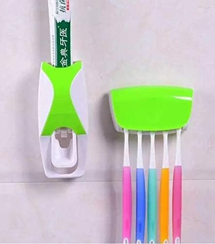 Cyrox Toothbrush Holder Wall Mounted for Bathroom, Automatic Toothpaste Dispenser Kit with Magnetic Cups Kids & Family Set Tooth
