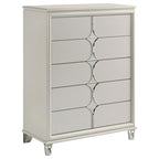 Coaster Home Furnishings Olivia Contemporary Wood 5-Drawer Bedroom Chest of Drawers Chiffonier Clothing Storage Cabinet Bedroom Armoire Tall Dresser Organizer Unit White 224955