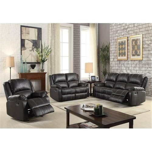 Acme Zuriel Faux Leather Rocker Recliner in Black