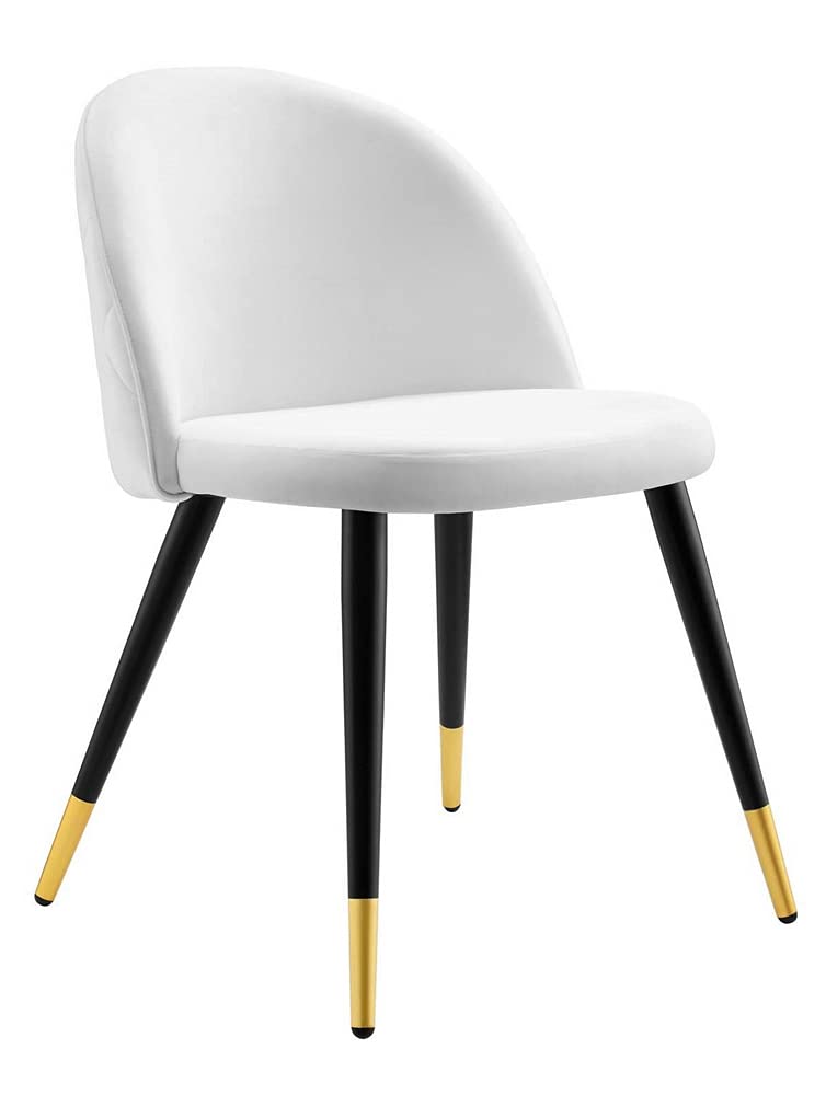 Modway Cordial Performance Velvet Dining Accent Chairs in White - Set of 2