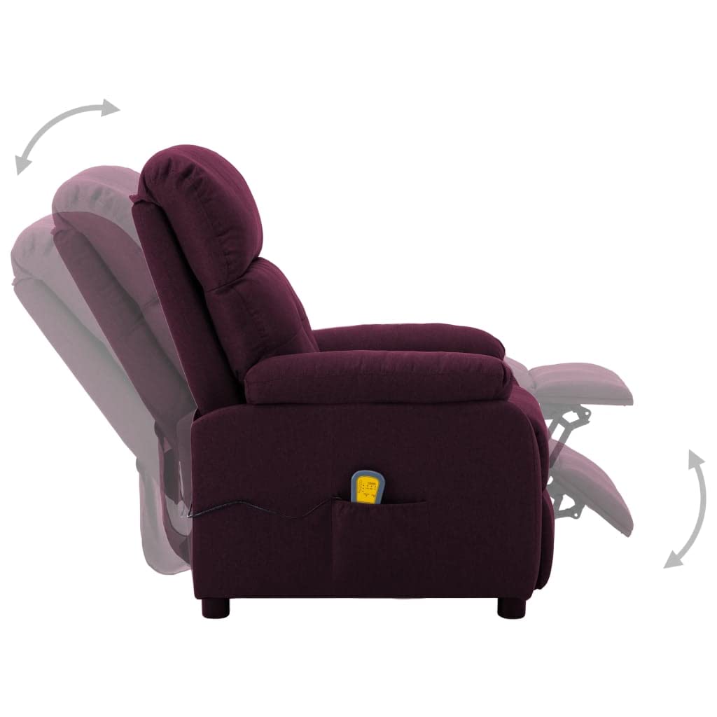 vidaXL Massage Recliner Chair Purple Fabric