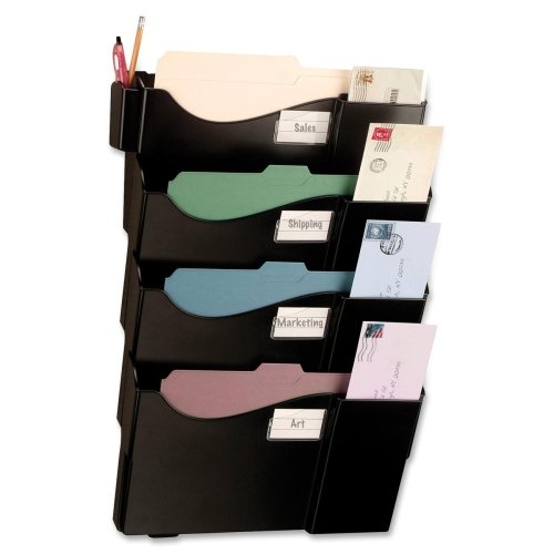 Wholesale Case Of 5 - Officemate Grande Central Filing System-Starter Filing System,W/4-Pockets,16-5/8'X4-3/4'X23-1/2',Bk