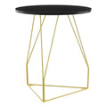 Tommy Hilfiger Orlando Round Metal Side Accent Table with Black Metal Top, Gold-Plated Legs, Geometric Night Stand for Living Ro