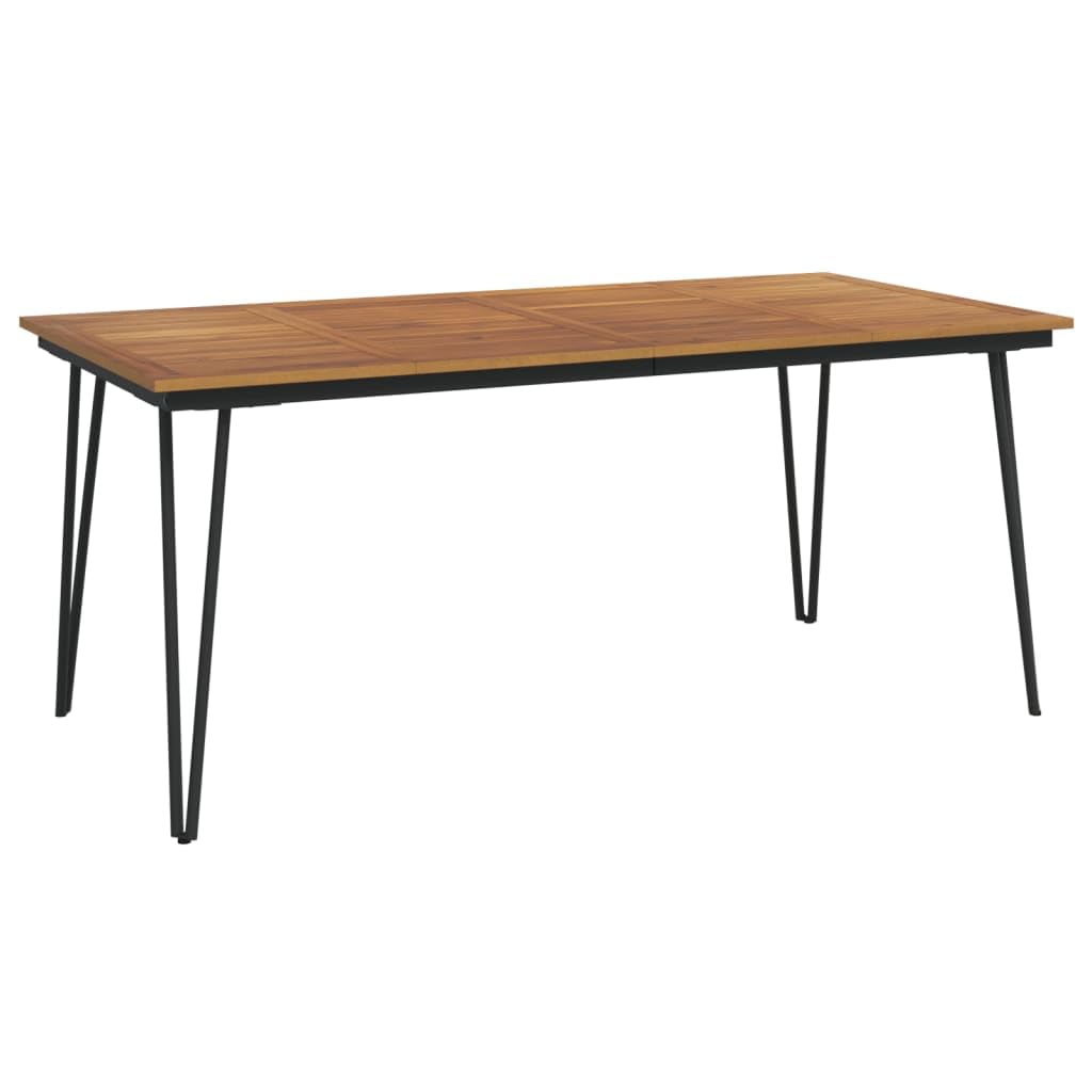 Vidaxl Solid Acacia Wood Patio Table With Sturdy Metal Hairpin Legs And Spacious Tabletop - Industrial Style Outdoor Furniture For Garden, Patio, Deck - Brown
