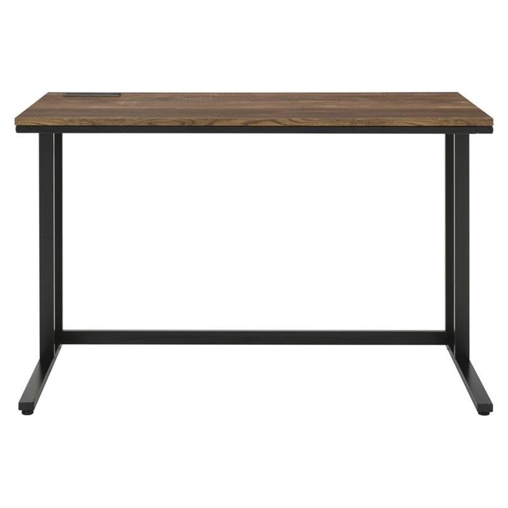 Acme Tyrese Wooden Rectangle Top Writing Desk With Usb Port In Walnut And Black