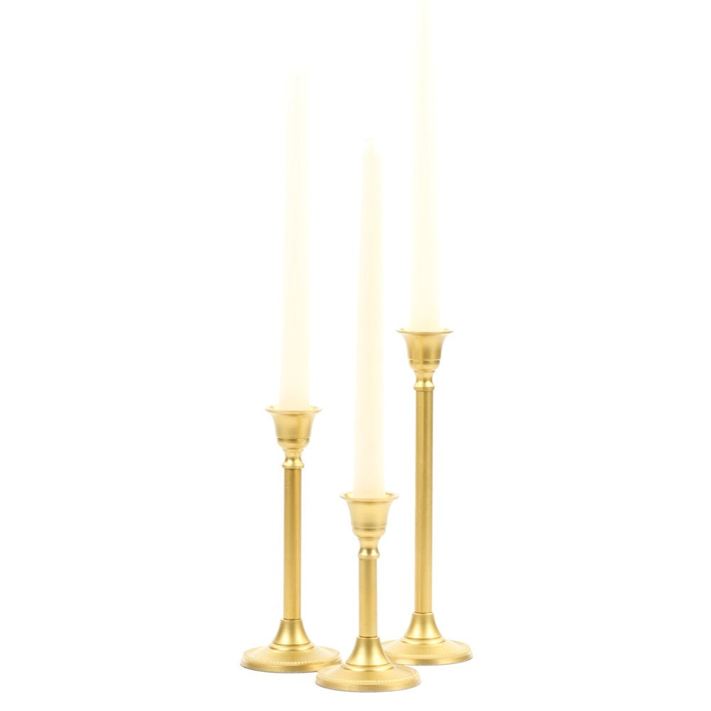 Koyal Wholesale Gold Taper Candle Holder Set Of 3, Candlestick Set, Tall Candle Holders