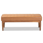 Baxton Studio Daymond Mid-Century Modern Tan Faux Leather Upholstered and Walnut Brown Finished Wood Dining Bench