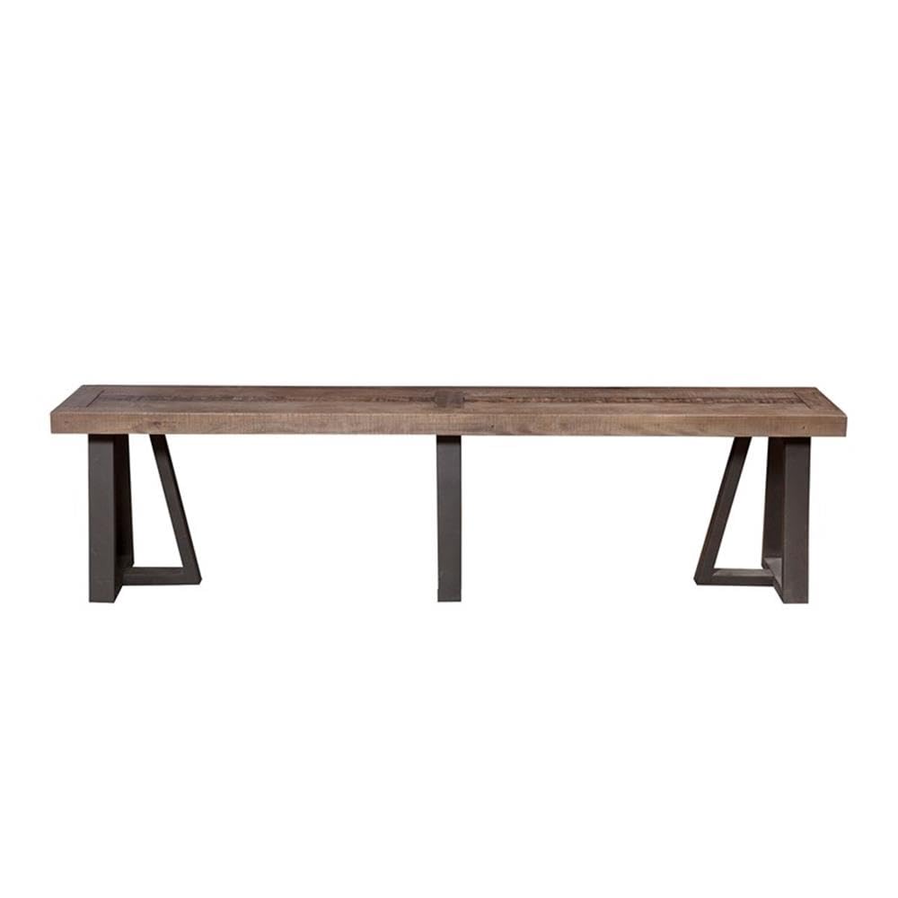 Alpine Furniture Prairie Bench, 75&quot; W X 14&quot; D X 18&quot; H, Reclaimed Natural And Black Finish