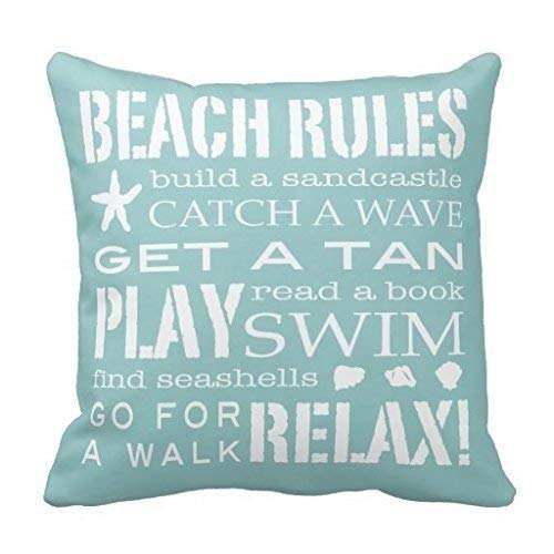 Decorbox Simple Word Holiday Beach Rule Quote Pattern 18X18 Inch Polyester Cotton Square Throw Pillow Case Decorative Durable Cu