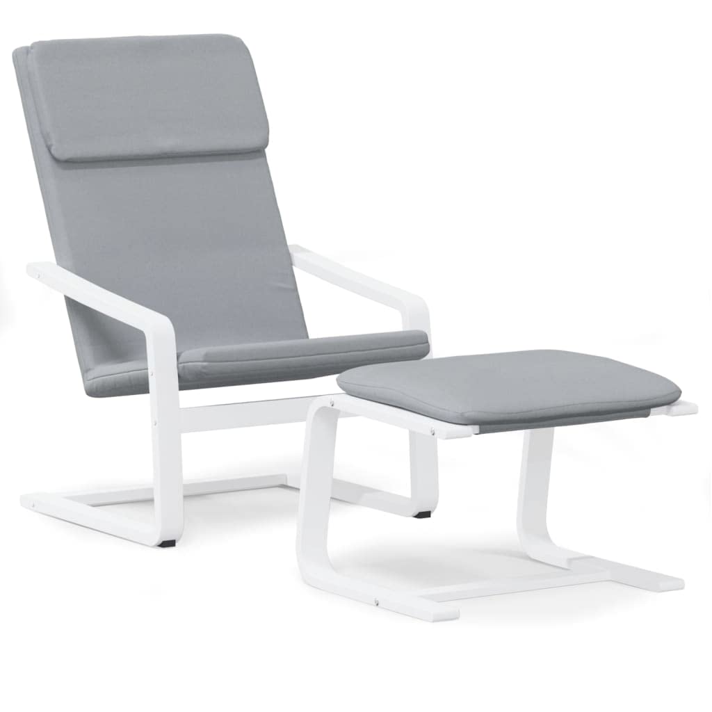 vidaXL Durable Fabric Relaxing Chair and Footstool Set with Solid Birch Frame - Compact and Lightweight - Home Comfort and Decor - Light Gray