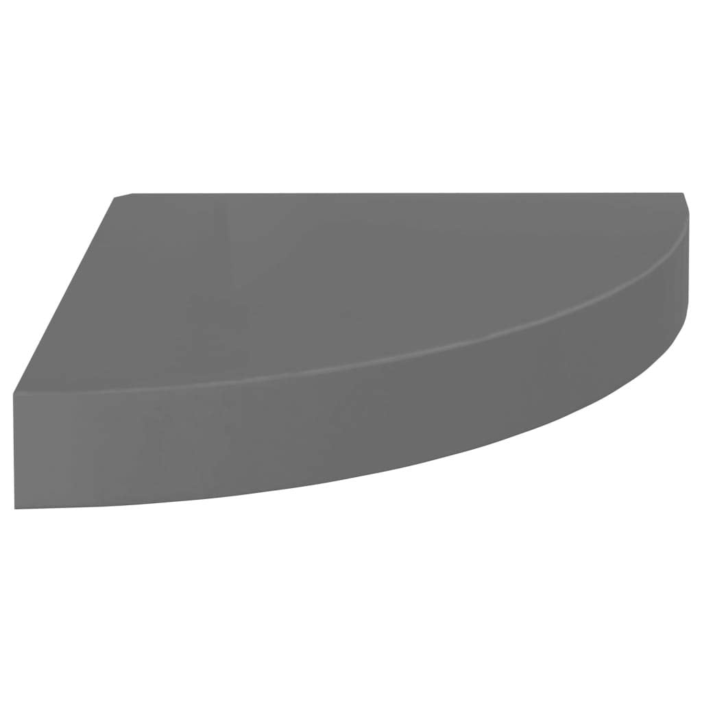 vidaXL Floating Corner Shelves 4 pcs High Gloss Gray 9.8"x9.8"x1.5" MDF
