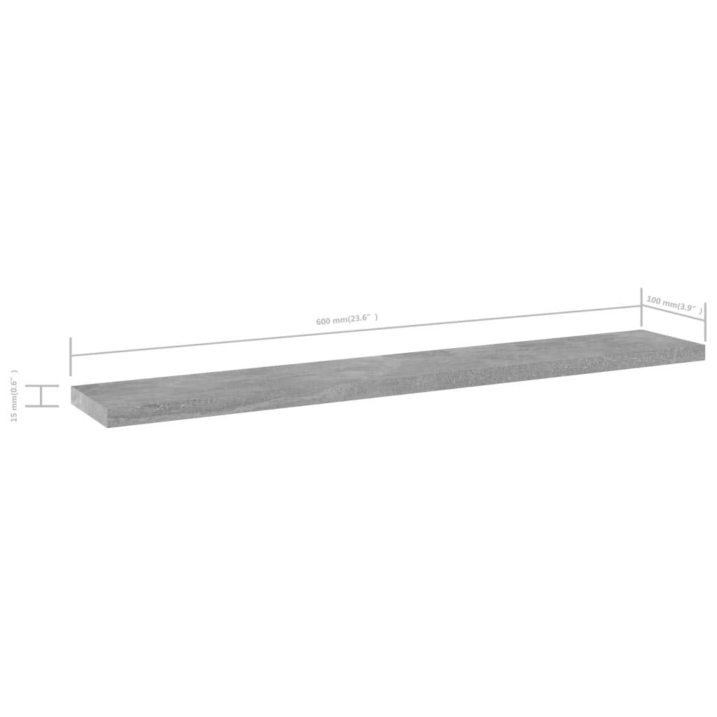 Bookshelf Boards 4 pcs Concrete Gray 23.6"x3.9"x0.6" Chipboard