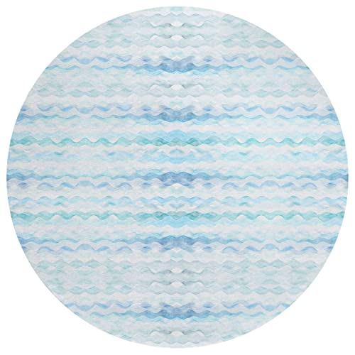 Seabreeze Sz16 Blue Coastal Rug Round 8' X 8'