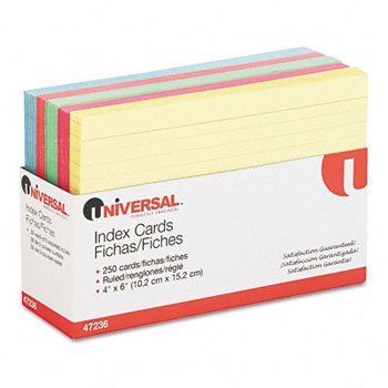 Universal Recycled Index Cards Index,Cards,4X6,Ruled,Ast Rta7001-09 (Pack Of20)