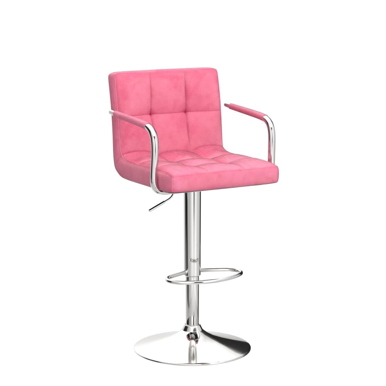 Yaheetech Counter Height Bar Stools Set Of 2 Velvet Swivel Barstools For Kitchen Stool Height Adjustable Counter Stool Barstools With Armrest, Velvet, Pink