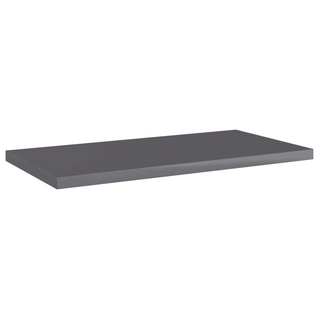vidaXL Bookshelf Boards - Floating Shelf - High Gloss Gray - Engineered Wood - 15.7"x7.9"x0.6" - Modern Storage Solution - Set of 4