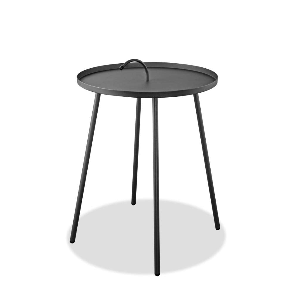Whiteline Modern Living St1604-Gry Jett Contemporary Indoor/Outdoor Side Table In Gray Aluminum Steel Base With Handle On Top