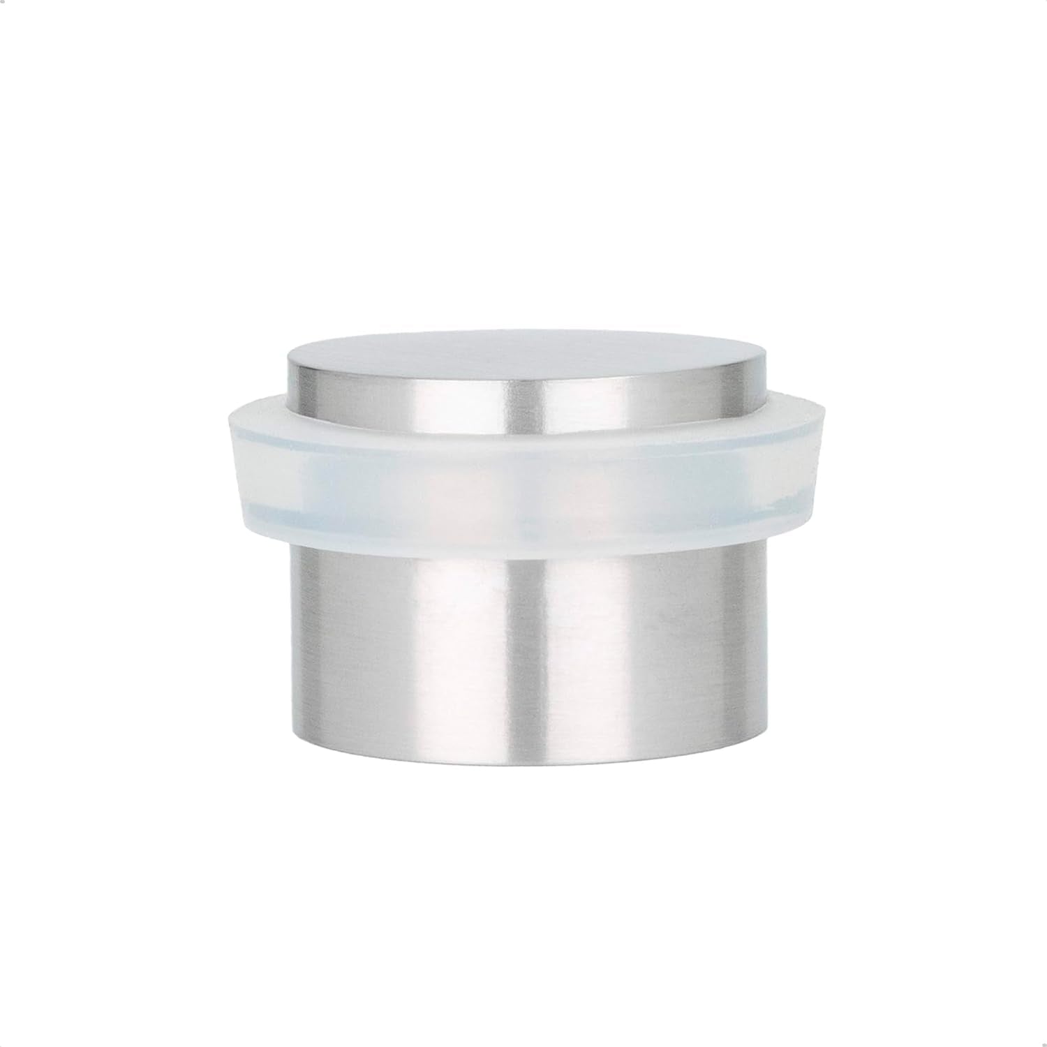 Evi | Adhesive Doorstop | 1.1' X 0.8' | Natural Silicone White Rubber | Stainless Steel Matte Finish | Great Adherence | 100%