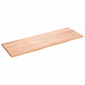 vidaXL Light Brown Treated Solid Oak Wood Table Top – Versatile, Handcrafted with Live Edge, Ready-to-use Surface, Ideal for Both Home and Office